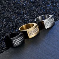 Hip-Hop Retro Solid Color 304 Stainless Steel Plating 18K Gold Plated Men's Rings main image 6