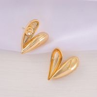 1 Pair 17 * 22mm Copper Zircon 18K Gold Plated Heart Shape Polished Earring Findings main image 5