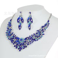 Luxurious Flower Alloy Inlay Artificial Crystal Women's Earrings Necklace sku image 4