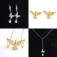 304 Stainless Steel Copper 18K Gold Plated Elegant Sweet Simple Style Plating Inlay Animal Eagle Butterfly Zircon Jewelry Set main image 1