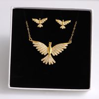 304 Stainless Steel Copper 18K Gold Plated Elegant Sweet Simple Style Plating Inlay Animal Eagle Butterfly Zircon Jewelry Set main image 3