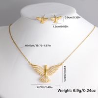 304 Stainless Steel Copper 18K Gold Plated Elegant Sweet Simple Style Plating Inlay Animal Eagle Butterfly Zircon Jewelry Set main image 10