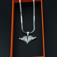 Hip-Hop Streetwear Heart Shape 304 Stainless Steel Plating Inlay Zircon White Gold Plated Men's Pendant Necklace main image 4