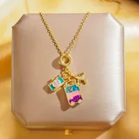 Wholesale Elegant Lady Camera Airplane 304 Stainless Steel Copper Enamel Hollow Out Inlay 18K Gold Plated K Gold Plated Zircon Pendant Necklace sku image 2