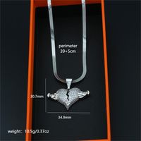 Hip-Hop Streetwear Heart Shape 304 Stainless Steel Plating Inlay Zircon White Gold Plated Men's Pendant Necklace sku image 2