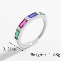 Sterling Silver White Gold Plated Elegant Princess Romantic Plating Inlay V Shape Rectangle Zircon Open Rings sku image 10