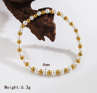 Basic Commute Solid Color 304 Stainless Steel Artificial Pearl 18K Gold Plated Artificial Pearls Bracelets In Bulk main image 2