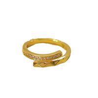 Copper 18K Gold Plated White Gold Plated Cute Business Sweet Plating Inlay Irregular Zircon Open Rings main image 2