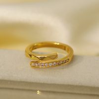 Copper 18K Gold Plated White Gold Plated Cute Business Sweet Plating Inlay Irregular Zircon Open Rings main image 4