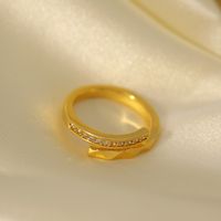 Copper 18K Gold Plated White Gold Plated Cute Business Sweet Plating Inlay Irregular Zircon Open Rings main image 3