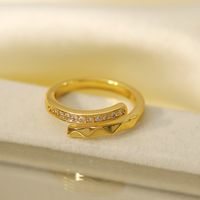 Copper 18K Gold Plated White Gold Plated Cute Business Sweet Plating Inlay Irregular Zircon Open Rings main image 1