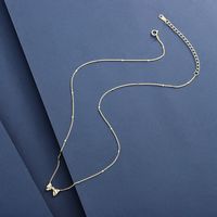 Sterling Silver 14K Gold Plated Simple Style Classic Style Plating Bow Knot Pendant Necklace main image 3