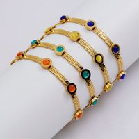 Simple Style Classic Style Color Block 304 Stainless Steel Natural Stone 18K Gold Plated Crystal Bracelets In Bulk main image 1
