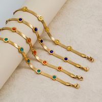 Simple Style Classic Style Color Block 304 Stainless Steel Natural Stone 18K Gold Plated Crystal Bracelets In Bulk main image 2