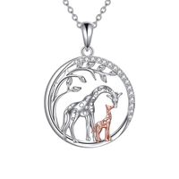 Artistic Animal Giraffe Alloy Inlay Rhinestones Silver Plated Women's Pendant Necklace sku image 1