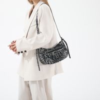 Women's Pu Leather Leopard Classic Style Sewing Thread Dumpling Shape Zipper Crossbody Bag main image 5