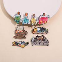 Cartoon Style Cute Cowboy Style Animal Cat Bottle Alloy Stamping Stoving Varnish Plating Unisex Brooches main image 5