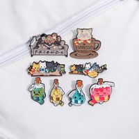 Cartoon Style Cute Cowboy Style Animal Cat Bottle Alloy Stamping Stoving Varnish Plating Unisex Brooches main image 1