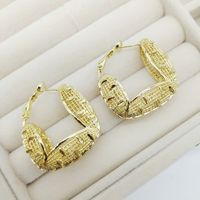 1 Pair Elegant Lady Streetwear Flower Alloy 18K Gold Plated Hoop Earrings sku image 1