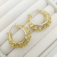 1 Pair Elegant Lady Streetwear Flower Alloy 18K Gold Plated Hoop Earrings main image 5