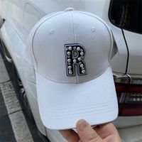 Adults Casual Hip-Hop Commute Letter Pearl Curved Eaves Baseball Cap main image 3