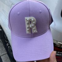 Adults Casual Hip-Hop Commute Letter Pearl Curved Eaves Baseball Cap main image 4