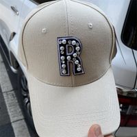 Adults Casual Hip-Hop Commute Letter Pearl Curved Eaves Baseball Cap sku image 2