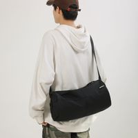 Unisex Solid Color Oxford Cloth Sewing Thread Zipper Shoulder Bag Hiking Backpack main image 1
