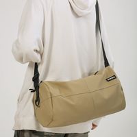 Unisex Solid Color Oxford Cloth Sewing Thread Zipper Shoulder Bag Hiking Backpack main image 5