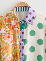 Women's Regular Dress Vacation Turndown Printing Contrast Binding Short Sleeve Color Block Plant Polka Dots Midi Dress Holiday Beach main image 4