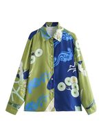 Women's Blouse Long Sleeve Blouses Mercerized Button Vacation Printing main image 3