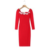 Women's Sheath Dress Elegant U Neck Button Short Sleeve Solid Color Midi Dress Daily Date main image 5