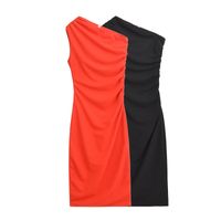 Women's Sheath Dress Streetwear Oblique Collar Sleeveless Solid Color Maxi Long Dress Holiday Banquet Date main image 3