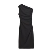 Women's Sheath Dress Streetwear Oblique Collar Sleeveless Solid Color Maxi Long Dress Holiday Banquet Date main image 6