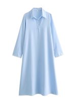 Women's Regular Dress Streetwear Turndown Long Sleeve Solid Color Midi Dress Outdoor Daily main image 5