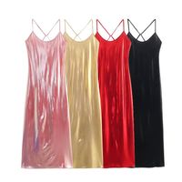 Women's Strap Dress Streetwear Strap Sequins Sleeveless Solid Color Midi Dress Holiday Date Bar main image 3