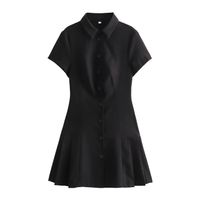 Women's Regular Dress British Style Turndown Button Half Sleeve Solid Color Knee-Length Holiday Daily Date main image 4