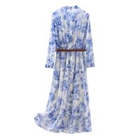 Women's Regular Dress Vacation Round Neck Printing Button Long Sleeve Ditsy Floral Maxi Long Dress Holiday Daily main image 4