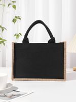 Women's Medium Canvas Letter Basic Classic Style Open Shopping Bags sku image 2