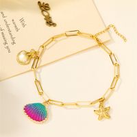 Beach Shell 304 Stainless Steel Plating Inlay Shell 18K Gold Plated Women's Anklet main image 5