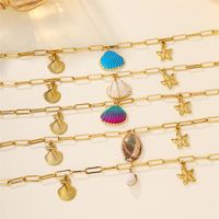 Beach Shell 304 Stainless Steel Plating Inlay Shell 18K Gold Plated Women's Anklet main image 3
