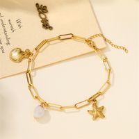 Beach Shell 304 Stainless Steel Plating Inlay Shell 18K Gold Plated Women's Anklet main image 6