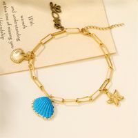 Beach Shell 304 Stainless Steel Plating Inlay Shell 18K Gold Plated Women's Anklet main image 7