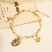 Beach Shell 304 Stainless Steel Plating Inlay Shell 18K Gold Plated Women's Anklet main image 8