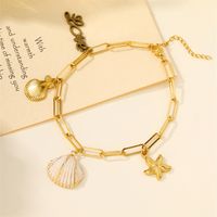 Beach Shell 304 Stainless Steel Plating Inlay Shell 18K Gold Plated Women's Anklet main image 9