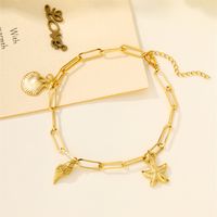 Beach Shell 304 Stainless Steel Plating Inlay Shell 18K Gold Plated Women's Anklet main image 10