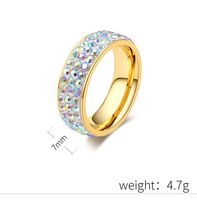 304 Stainless Steel 18K Gold Plated Simple Style Classic Style Plating Inlay Plaid Rhinestones Rings main image 3