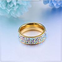 304 Stainless Steel 18K Gold Plated Simple Style Classic Style Plating Inlay Plaid Rhinestones Rings main image 1