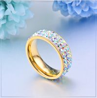 304 Stainless Steel 18K Gold Plated Simple Style Classic Style Plating Inlay Plaid Rhinestones Rings main image 2