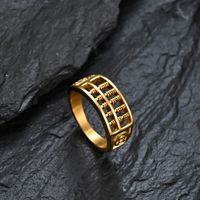 Hip-Hop Retro Solid Color 304 Stainless Steel Plating 18K Gold Plated Men's Open Rings main image 2